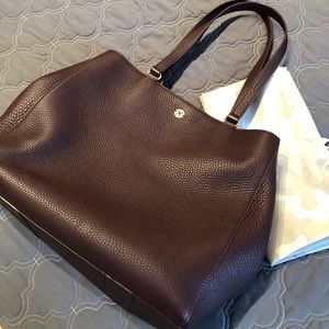 Dagne Dover Allyn Tote in Oxblood Leather